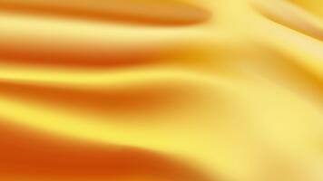 abstrakt vågig gul tyg textur. flytande holografiska bakgrund. slät silke tyg yta med krusningar och veck på de plast holografiska pastell bakgrund med 3d tolkning i sömlös slinga. video