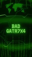 Old green Vertical Retro CRT screen showing text BAD GATEWAY appearing in random glitch and Haking style video