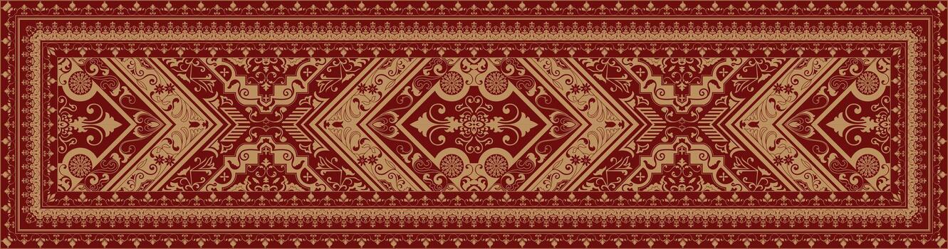 Decorative red and gold border pattern vector