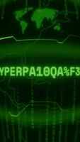 Old green Vertical Retro CRT screen showing text HYPERPARAMETERS appearing in random glitch and Haking style video