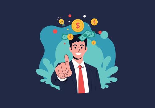 un enojado jefe es rodeado por dinero señales mientras injustamente culpar un empleado para financiero problemas. vector