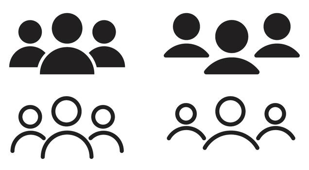 Minimalist People Group and User Profile Icons Set vector