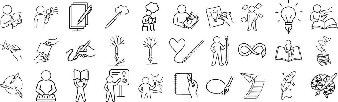 A set of doodles of various objects and people vector