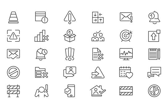 Alerts and Warning line icon set. Alert, caution, danger, error, danger warning icons vector