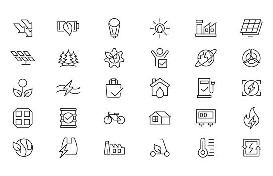 Renewable Energy line icon set. Ui thin line icon pack vector