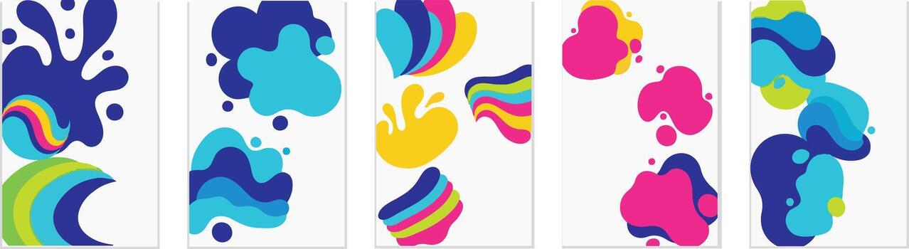 resumen vistoso líquido formas y fluido salpicaduras colocar. vector