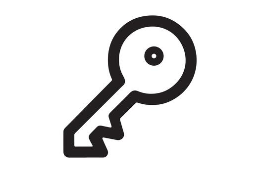 Outline drawing of a modern key shape with a circular head, isolated on white background vector