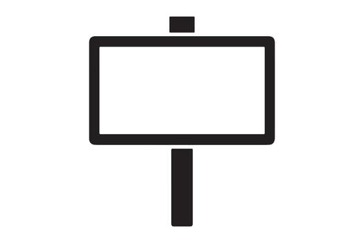 Blank rectangular sign mounted on a post icon isolated on white background vector