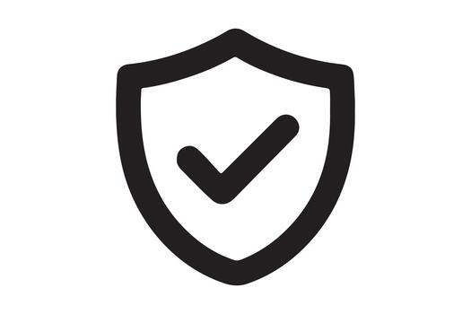 sencillo negro contorno proteger icono con un marca de verificación adentro, aislado en blanco antecedentes vector