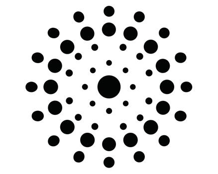 Circular dot pattern isolated on white background, radiating from the center point vector