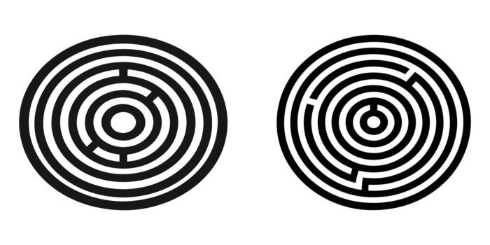 Circular maze pattern isolated on white background, a complex and intriguing design vector