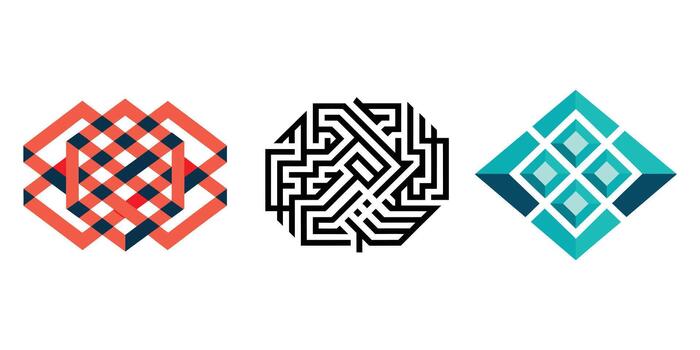 Abstract geometric shapes isolated on white background create modern and eyecatching designs vector