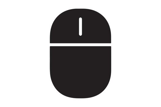 sencillo negro icono representando un computadora ratón dispositivo visto desde arriba, aislado en blanco antecedentes vector