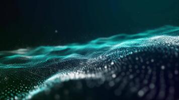 en slät trogen digital landskap sammansatt av lysande flytande partiklar formning vågig upplyst ytor, skapande en lugna abstrakt teknologisk scen lämplig för modern rörelse grafik video