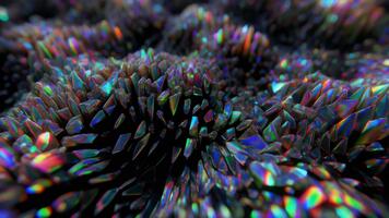 un denso racimo de reflexivo cristalino formas sube me gusta un vibrante digital bosque, cada casco reluciente con cambiando colores ese legumbres en olas video