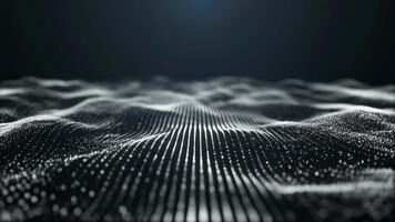 en strömmande nätverk av svartvit digital partiklar former skiftande terräng den där rör sig tycka om mjuk vågor, skapande en trogen landskap definierat förbi rytmisk rörelse video