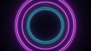 en vibrerande neon ringa strålar pulserande trogen energi, formning koncentrisk lysande skikten den där bygga ut och kontrakt med rytmisk precision video