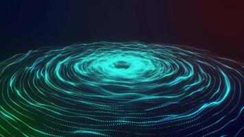 en fascinerande virvla runt av lysande digital strömmar formning en hypnotisk virvel av energi, vävning vibrerande rörelse inom en trogen landskap fylld med skimrande neon mönster och drivande partiklar video