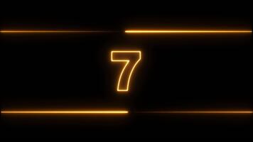 Glowing neon countdown numbers from 10 to 0 in border line animation isolated on black background video