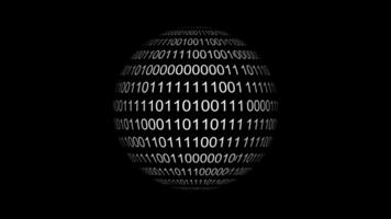 binario digitale codice su sferico superficie animazione isolato su nero sfondo video
