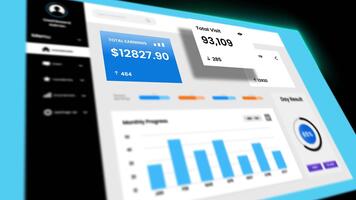 Digital futuristic motion graphic Dashboard animation isolated on black background video