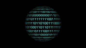 digitale tecnologia binario codice su sferico superficie animazione isolato su nero sfondo video