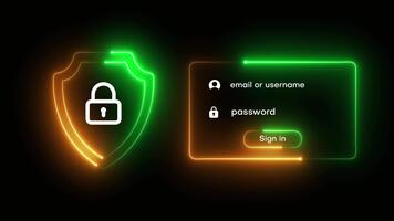 användare åtkomst Lösenord på säkra logga in neon animering isolerat på svart bakgrund video