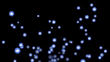 Floating like icons rising from bottom to top screen animation isolated on black background video