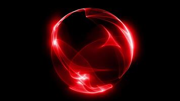 A fantastic virtual sphere of red color, consisting of particles and dynamic energy waves, moves smoothly through space. video