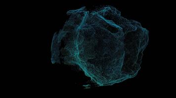 abstrato esfera partículas com cerceta distorção ondas em Preto. digital dados visualização, futurista tecnologia conceito. energia, conexão, Ciência, ai, blockchain visuais. video