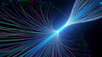 Abstract neural network learning, big data, artificial intelligence concept. Glowing digital lines, information flow, interconnected nodes. Modern technology, communication processing background. video