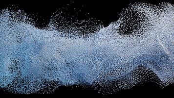 Abstract wave blue white pixels cubes particles black background. Digital data flow, technology, network, big data, AI, blockchain concept. Modern, futuristic, dynamic visual. video