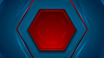 blå och röd skinande glansig hexagoner abstrakt geometri rörelse bakgrund video