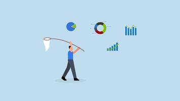 recoger datos - recoger datos, 4k animación empresario captura datos grafico y gráfico con mariposa neto. video