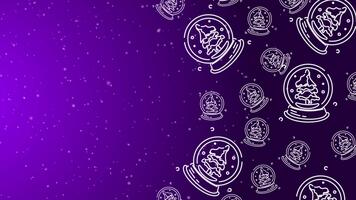 animato scarabocchio neve globo schema senza soluzione di continuità modello con particelle adornare un' luminosa viola ripetendo sfondo video