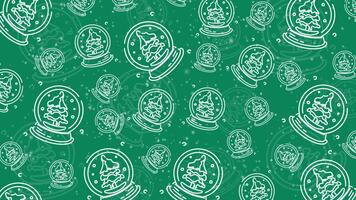 animazione scarabocchio neve globo senza soluzione di continuità modello con particelle adornare un' luminosa verde ripetendo sfondo. video