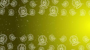 animato scarabocchio neve globo schema senza soluzione di continuità modello con particelle adornare un' luminosa giallo ripetendo sfondo. video