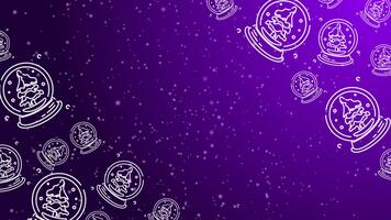 animato scarabocchio neve globo schema modello con particelle adornare un' luminosa viola ripetendo sfondo video
