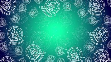 animato scarabocchio neve globo schema senza soluzione di continuità modello con particelle adornare un' luminosa verde ripetendo sfondo. video