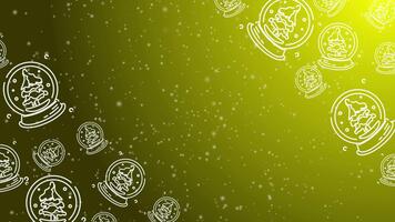 animazione scarabocchio neve globo schema senza soluzione di continuità modello con particelle adornare un' luminosa giallo ripetendo sfondo. video