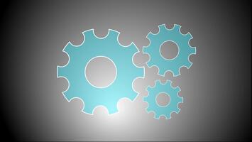 förregling cyan kugghjul på lutning grå bakgrund video