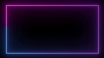 lysande neon rektangel ram på mörk bakgrund abstrakt video