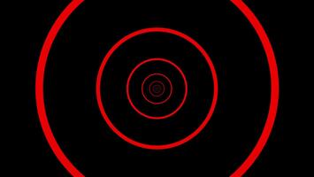 rosso concentrico cerchi formatura un' tunnel su nero astratto video