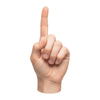 Index Finger Pointing Up as a Symbol of Number One or Direction, Cut Out, Clipping Path, Isolated on a Transparent Background. png