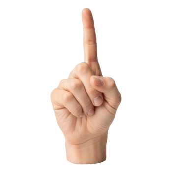Counting One, Hand Showing the Number One with an Extended Finger, Cut Out, Clipping Path, Isolated on a Transparent Background. png