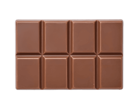 latte cioccolato bar con rettangolare pezzi e liscio superficie a partire dal superiore Visualizza su isolato sfondo png