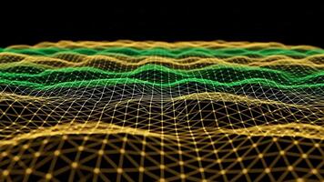 resumen digital forma de onda cuadrícula futurista red datos fluir. video