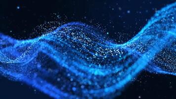 abstrakt blå digital partikel Vinka bakgrund slinga. video