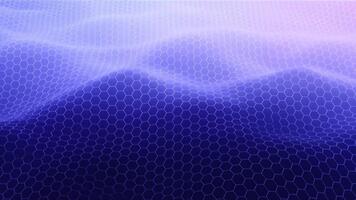 abstrakt blå vågor med hexagonal mönster, digital konst bakgrund. video