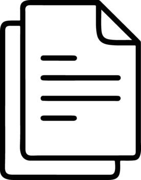 Document icon with lines representing text, simple line art graphic vector